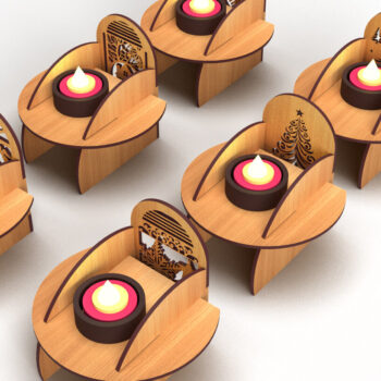 Intra απο ξύλο plywood 3mm-4mm πάχος Χριστουγεννιάτικο κερί Δέσμη κοπής με λέιζερ Δίασταση 15x15 cm INTRAFABR-84152635 - Image 2