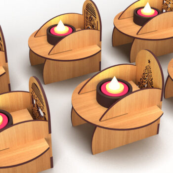 Intra απο ξύλο plywood 3mm-4mm πάχος Χριστουγεννιάτικο κερί Δέσμη κοπής με λέιζερ Δίασταση 15x15 cm INTRAFABR-84152635 - Image 3