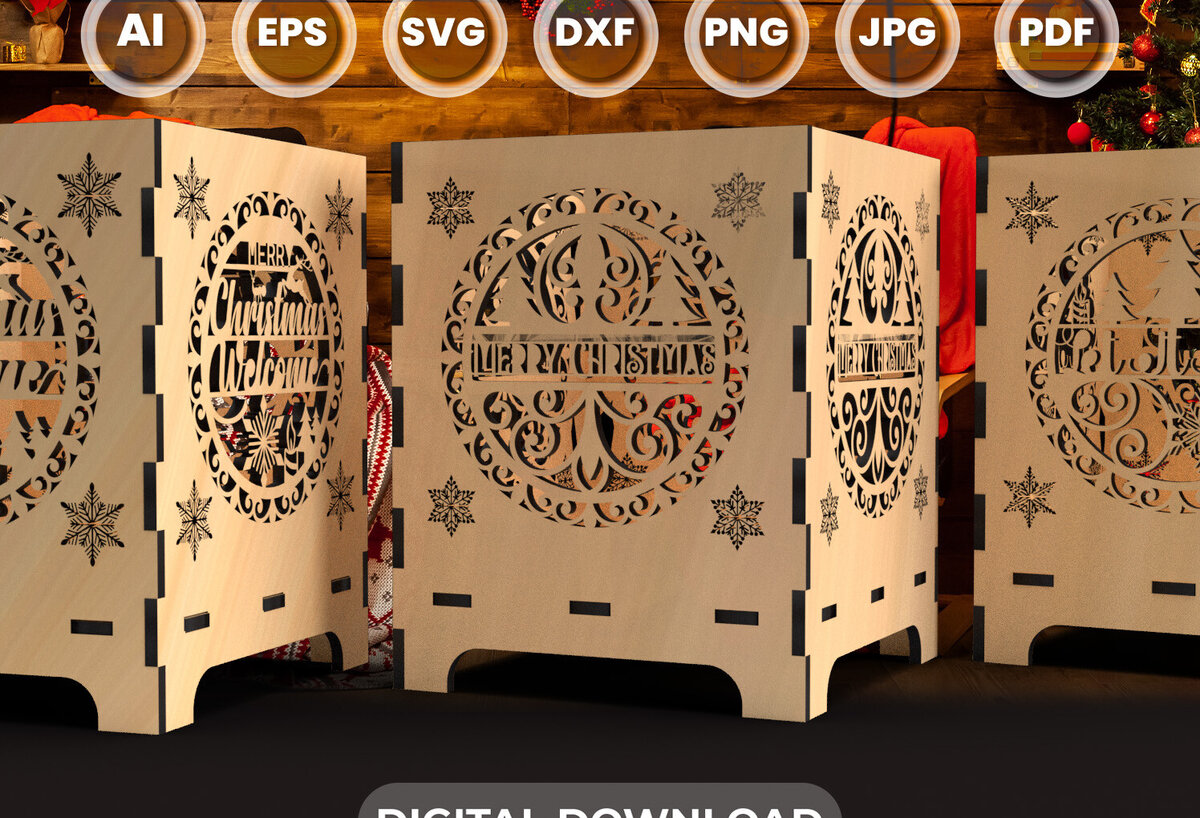 Intra απο ξύλο plywood 3mm-4mm πάχος κοπής με λέιζερ Χριστουγεννιάτικο κερί 7 Δίασταση 15x15 cm INTRAFABR-78023727