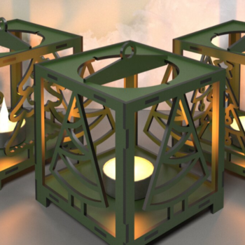 Intra απο ξύλο plywood 3mm-4mm πάχος Χριστουγεννιάτικο Κηροπήγιο  064 Δίασταση 15x15 cm INTRAFABR-117727593 - Image 1