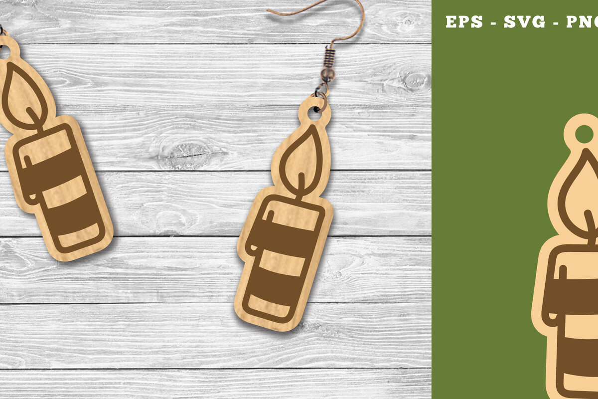 Intra απο ξύλο plywood 3mm-4mm πάχος Χριστουγεννιάτικα σκουλαρίκια κομμένα με λέιζερ με κερί Δίασταση 3x3 cm INTRAFABR-111785254