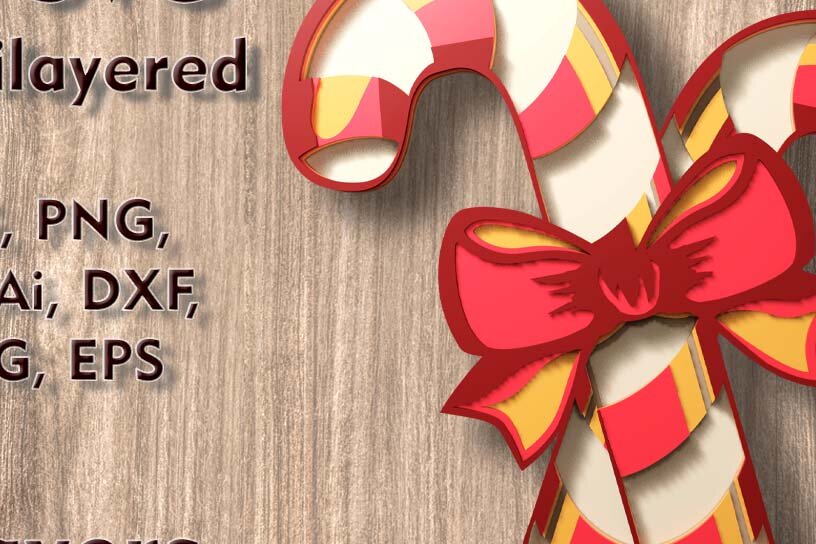 Intra απο ξύλο plywood 3mm-4mm πάχος Christmas Candy 3D Multilayer  Δίασταση 290×290 cm INTRAFABR-108908575