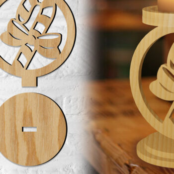 Intra απο ξύλο plywood 3mm-4mm πάχος Κηροπήγιο Χριστουγέννων Δίασταση 15x15 cm INTRAFABR-77069554 - Image 1