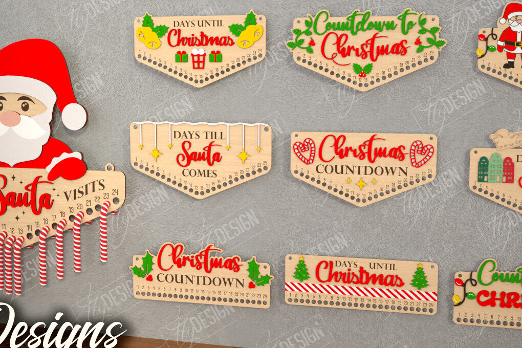 Intra απο ξύλο plywood 3mm-4mm πάχος Αντίστροφης μέτρησης για τα Χριστούγεννα | CNC Δίασταση 15x15 cm INTRAFABR-109491895