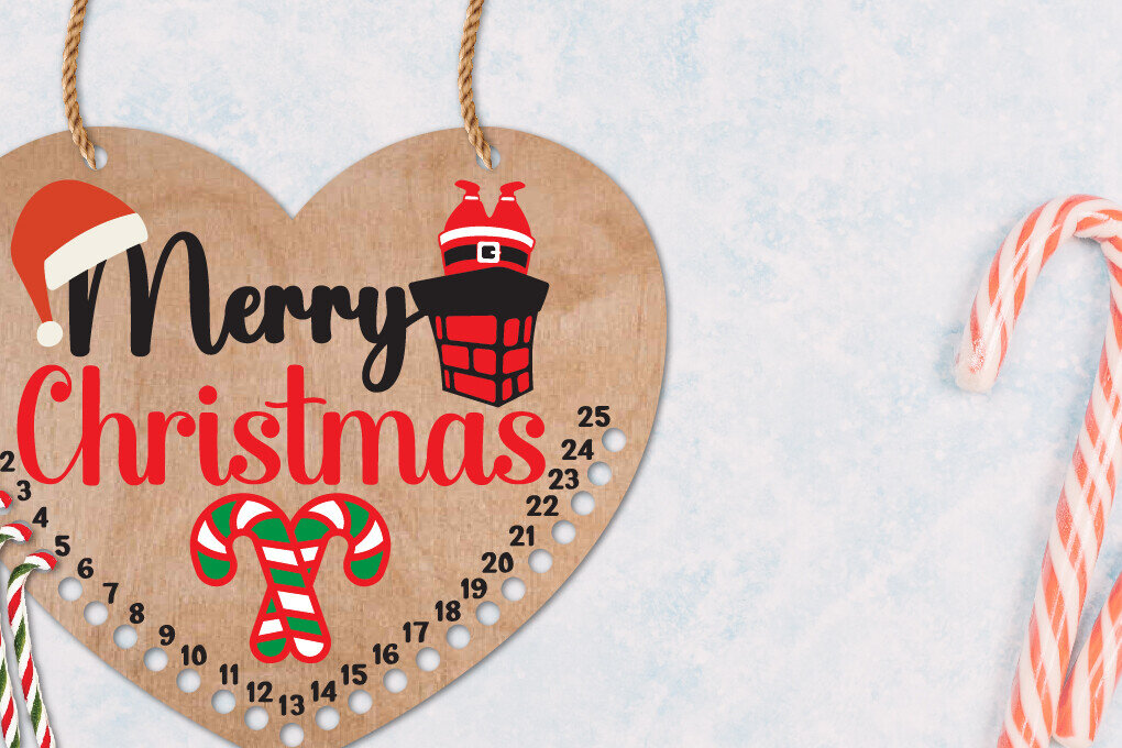 Intra απο ξύλο plywood 3mm-4mm πάχος Αντίστροφη μέτρηση για τα χριστουγεννιάτικα γλυκά | Candy Cane Δίασταση 15x15 cm INTRAFABR-109927586