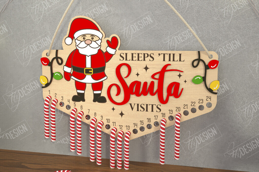 Intra απο ξύλο plywood 3mm-4mm πάχος Αντίστροφη μέτρηση για τα χριστουγεννιάτικα γλυκά | Διακοπές |CNC Δίασταση 15x15 cm INTRAFABR-109491793