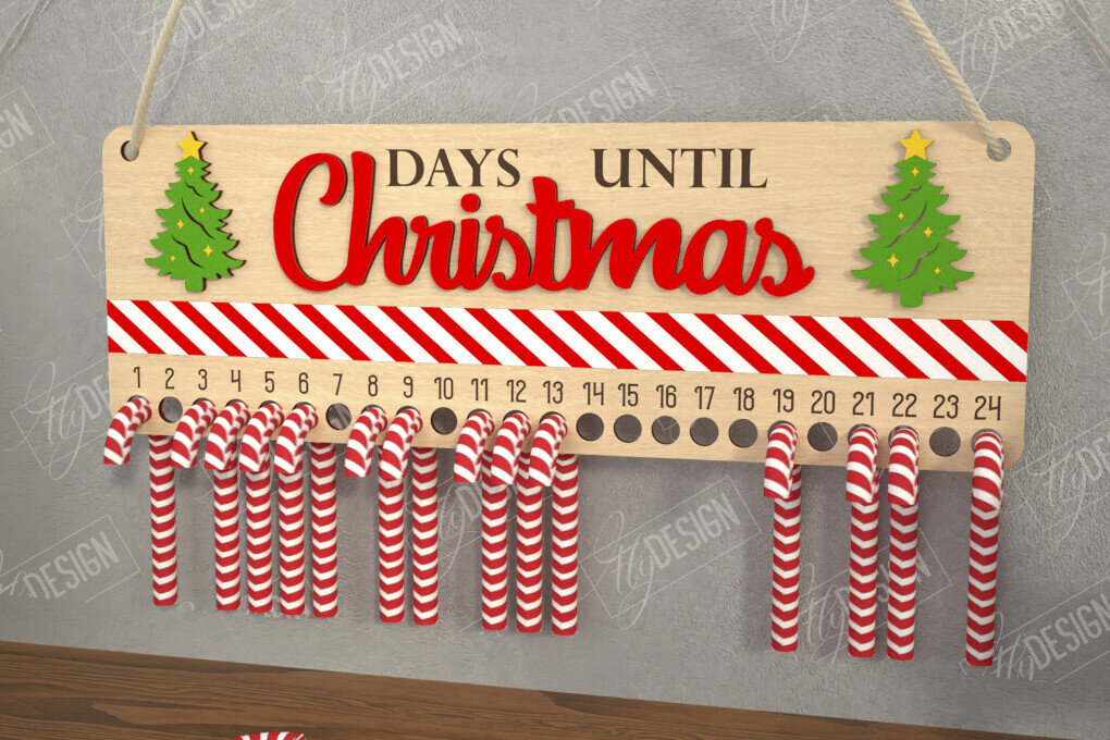 Intra απο ξύλο plywood 3mm-4mm πάχος Αντίστροφη μέτρηση για τα χριστουγεννιάτικα γλυκά | Διακοπές |CNC Δίασταση 15x15 cm INTRAFABR-109491536