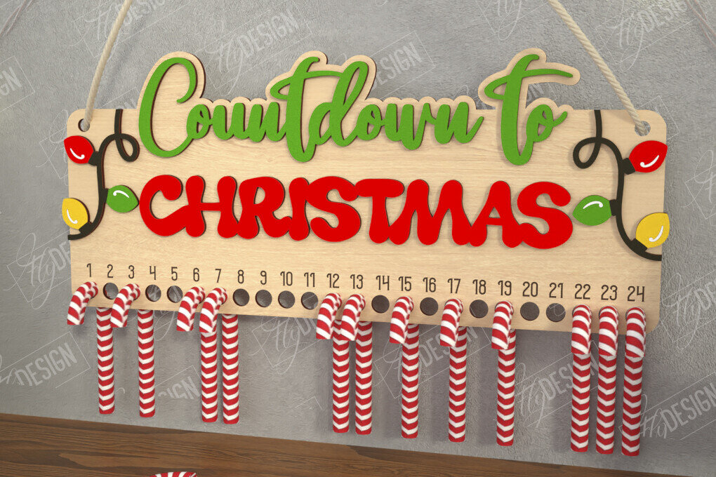 Intra απο ξύλο plywood 3mm-4mm πάχος Αντίστροφη μέτρηση για τα χριστουγεννιάτικα γλυκά | Διακοπές |CNC Δίασταση 15x15 cm INTRAFABR-109491547