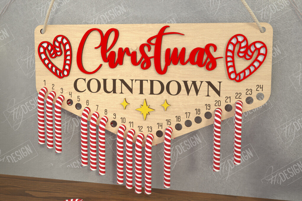 Intra απο ξύλο plywood 3mm-4mm πάχος Αντίστροφη μέτρηση για τα χριστουγεννιάτικα γλυκά | Διακοπές |CNC Δίασταση 15x15 cm INTRAFABR-109491571