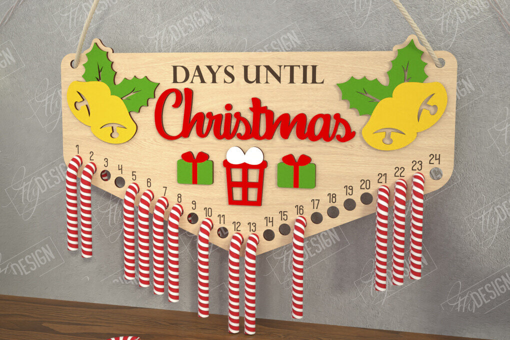 Intra απο ξύλο plywood 3mm-4mm πάχος Αντίστροφη μέτρηση για τα χριστουγεννιάτικα γλυκά | Διακοπές |CNC Δίασταση 15x15 cm INTRAFABR-109491682