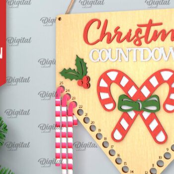 Intra απο ξύλο plywood 3mm-4mm πάχος αντίστροφη μέτρηση για τα Χριστούγεννα Δίασταση 15x15 cm INTRAFABR-102771077 - Image 1