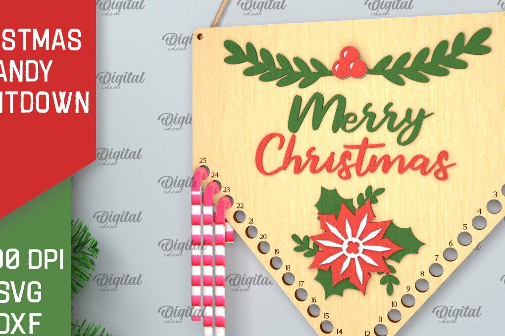 Intra απο ξύλο plywood 3mm-4mm πάχος αντίστροφη μέτρηση για τα Χριστούγεννα Δίασταση 15x15 cm INTRAFABR-102771243