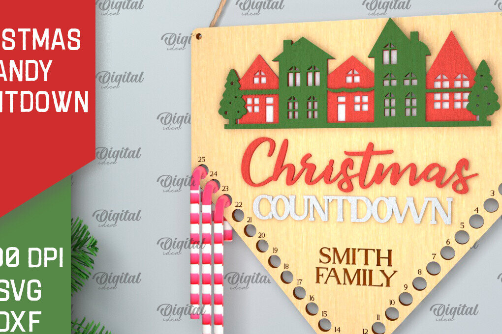 Intra απο ξύλο plywood 3mm-4mm πάχος αντίστροφη μέτρηση για τα Χριστούγεννα Δίασταση 15x15 cm INTRAFABR-102771287