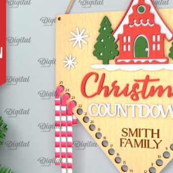 Intra απο ξύλο plywood 3mm-4mm πάχος αντίστροφη μέτρηση για τα Χριστούγεννα Δίασταση 15x15 cm INTRAFABR-102770965 - Image 1