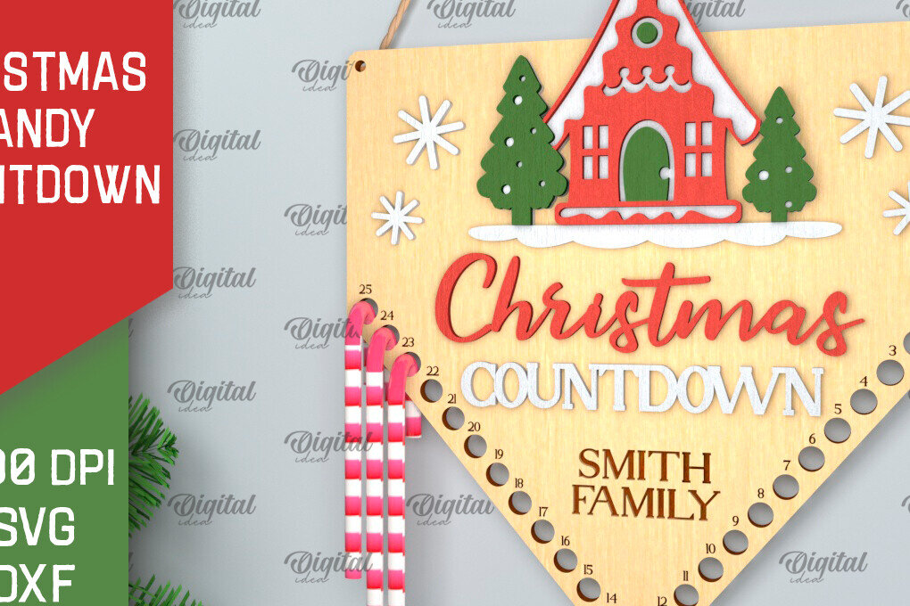 Intra απο ξύλο plywood 3mm-4mm πάχος αντίστροφη μέτρηση για τα Χριστούγεννα Δίασταση 15x15 cm INTRAFABR-102770965