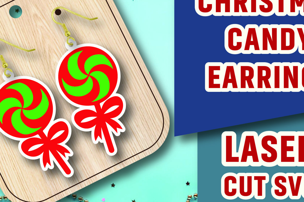 Intra απο ξύλο plywood 3mm-4mm πάχος Χριστουγεννιάτικα σκουλαρίκια καραμέλα με λέιζερ Δίασταση 3x3 cm INTRAFABR-107578943