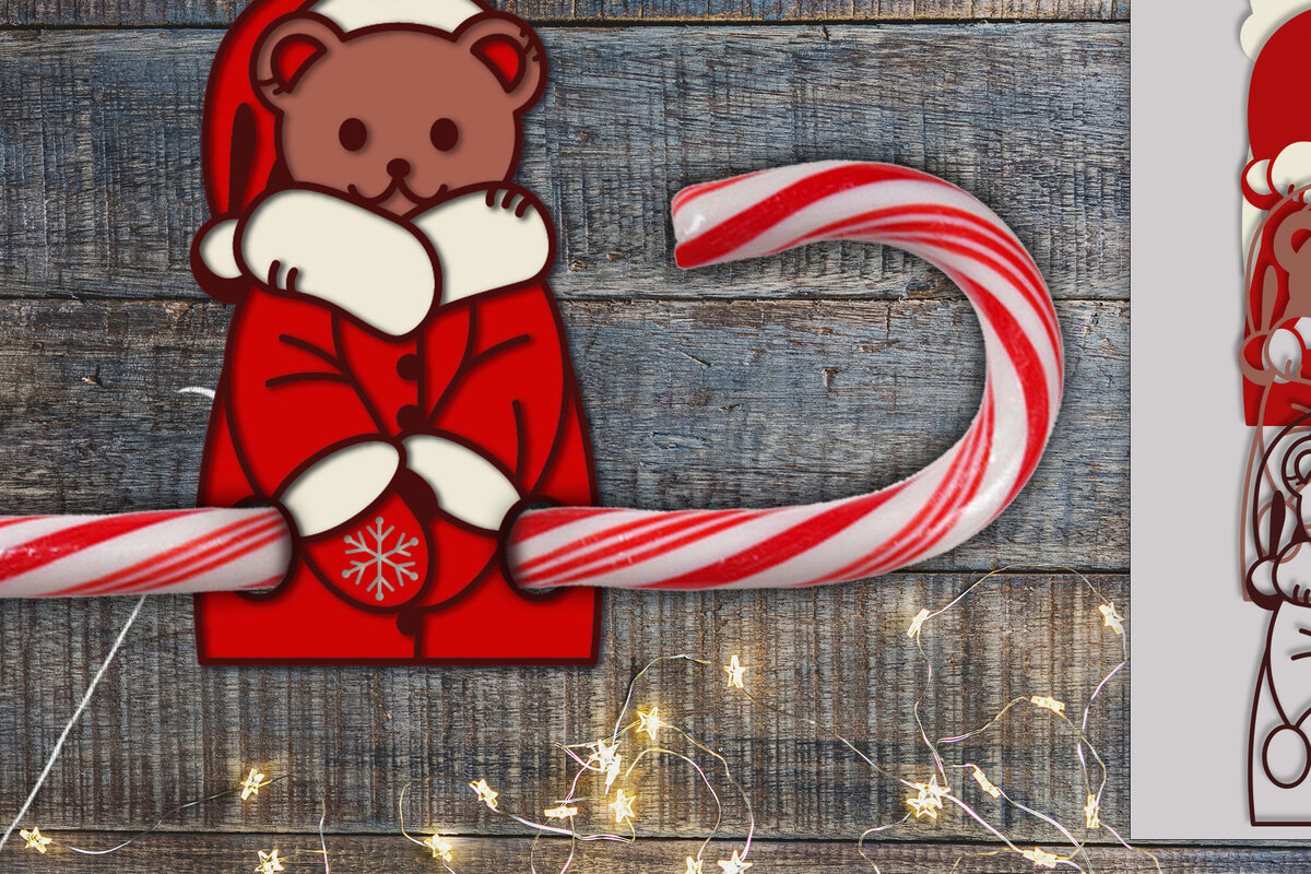 Intra απο ξύλο plywood 3mm-4mm πάχος Christmas Candy Holder Bear | Αποκοπή αρχείου Δίασταση 15x15 cm INTRAFABR-76135283