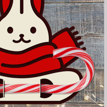 Intra απο ξύλο plywood 3mm-4mm πάχος Χριστουγεννιάτικο Κουνέλι Κάτοχος Καραμέλας | Αποκοπή αρχείου Δίασταση 15x15 cm INTRAFABR-76135261 - Image 1