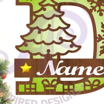 Intra απο ξύλο plywood 3mm-4mm πάχος Χριστουγεννιάτικο μονόγραμμα με κεφαλαίο γράμμα D Δίασταση 30x20 cm INTRAFABR-79721439 - Image 1