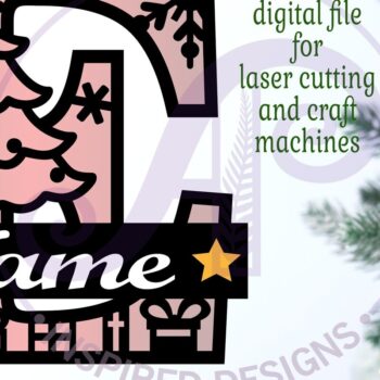 Intra απο ξύλο plywood 3mm-4mm πάχος Χριστουγεννιάτικο μονόγραμμα με κεφαλαίο γράμμα E Δίασταση 30x20 cm INTRAFABR-79721453 - Image 2