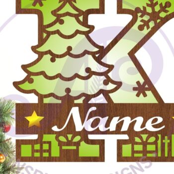 Intra απο ξύλο plywood 3mm-4mm πάχος Χριστουγεννιάτικο μονόγραμμα με κεφαλαίο γράμμα K Δίασταση 30x20 cm INTRAFABR-79721543 - Image 1