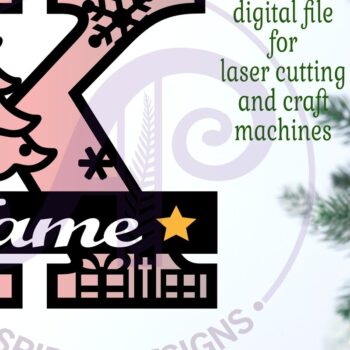 Intra απο ξύλο plywood 3mm-4mm πάχος Χριστουγεννιάτικο μονόγραμμα με κεφαλαίο γράμμα K Δίασταση 30x20 cm INTRAFABR-79721543 - Image 2