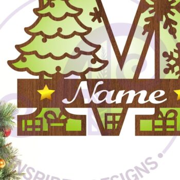 Intra απο ξύλο plywood 3mm-4mm πάχος Χριστουγεννιάτικο μονόγραμμα με κεφαλαίο γράμμα M Δίασταση 30x20 cm INTRAFABR-79721580 - Image 1