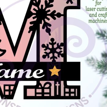 Intra απο ξύλο plywood 3mm-4mm πάχος Χριστουγεννιάτικο μονόγραμμα με κεφαλαίο γράμμα M Δίασταση 30x20 cm INTRAFABR-79721580 - Image 2