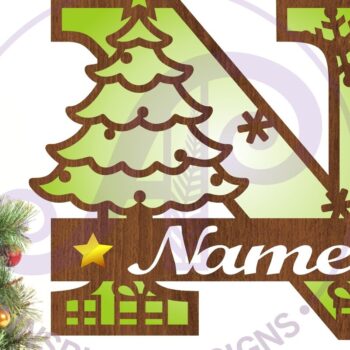 Intra απο ξύλο plywood 3mm-4mm πάχος Χριστουγεννιάτικο μονόγραμμα με κεφαλαίο γράμμα N Δίασταση 30x20 cm INTRAFABR-79721670 - Image 1