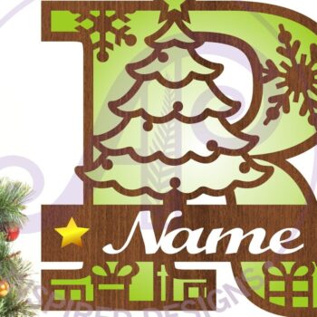 Intra απο ξύλο plywood 3mm-4mm πάχος Χριστουγεννιάτικο μονόγραμμα με κεφαλαίο γράμμα R Δίασταση 30x20 cm INTRAFABR-79721728 - Image 1