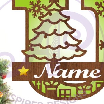 Intra απο ξύλο plywood 3mm-4mm πάχος Χριστουγεννιάτικο μονόγραμμα με κεφαλαίο γράμμα U Δίασταση 30x20 cm INTRAFABR-79721792 - Image 1