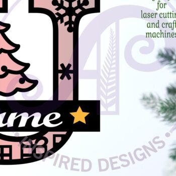 Intra απο ξύλο plywood 3mm-4mm πάχος Χριστουγεννιάτικο μονόγραμμα με κεφαλαίο γράμμα U Δίασταση 30x20 cm INTRAFABR-79721792 - Image 2