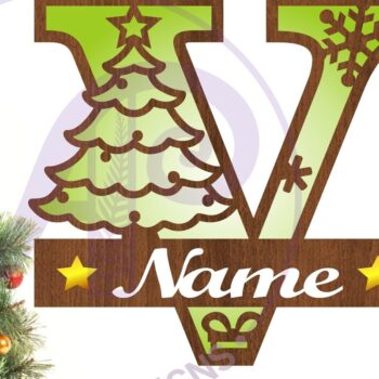 Intra απο ξύλο plywood 3mm-4mm πάχος Χριστουγεννιάτικο μονόγραμμα με κεφαλαίο γράμμα V Δίασταση 30x20 cm INTRAFABR-79721808 - Image 1