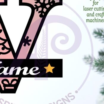 Intra απο ξύλο plywood 3mm-4mm πάχος Χριστουγεννιάτικο μονόγραμμα με κεφαλαίο γράμμα V Δίασταση 30x20 cm INTRAFABR-79721808 - Image 2