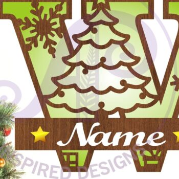 Intra απο ξύλο plywood 3mm-4mm πάχος Χριστουγεννιάτικο μονόγραμμα με κεφαλαίο γράμμα W Δίασταση 30x20 cm INTRAFABR-79721834 - Image 1