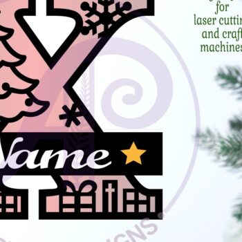 Intra απο ξύλο plywood 3mm-4mm πάχος Χριστουγεννιάτικο μονόγραμμα με κεφαλαίο γράμμα X Δίασταση 30x20 cm INTRAFABR-79721853 - Image 2