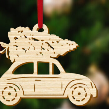 Intra απο ξύλο plywood 3mm-4mm πάχος Χριστουγεννιάτικο αυτοκίνητο, αυτοκίνητο με χριστουγεννιάτικο δέντρο Δίασταση 15x15 cm INTRAFABR-111161743 - Image 2