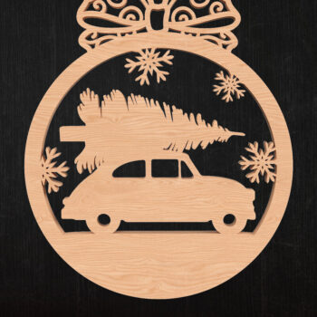 Intra απο ξύλο plywood 3mm-4mm πάχος Χριστουγεννιάτικο στολίδι αυτοκινήτου Δίασταση 8x8 cm INTRAFABR-110388310 - Image 1