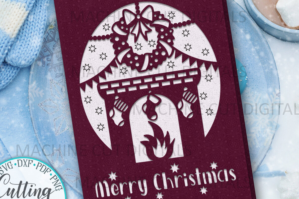 Intra απο ξύλο plywood 3mm-4mm πάχος Κόψιμο με λέιζερ με χριστουγεννιάτικη κάρτα Δίασταση 5x7 cm INTRAFABR-7003985