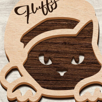 Intra απο ξύλο plywood 3mm-4mm πάχος Χριστουγεννιάτικο μπιχλιμπίδι γάτας με στρώσεις Δίασταση 8x8 cm INTRAFABR-77069763 - Image 1