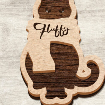 Intra απο ξύλο plywood 3mm-4mm πάχος Χριστουγεννιάτικο μπιχλιμπίδι γάτας με στρώσεις Δίασταση 15x15 cm INTRAFABR-77141372 - Image 1