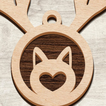 Intra απο ξύλο plywood 3mm-4mm πάχος Χριστουγεννιάτικο μπιχλιμπίδι γάτας Δίασταση 15x15 cm INTRAFABR-76986881 - Image 1