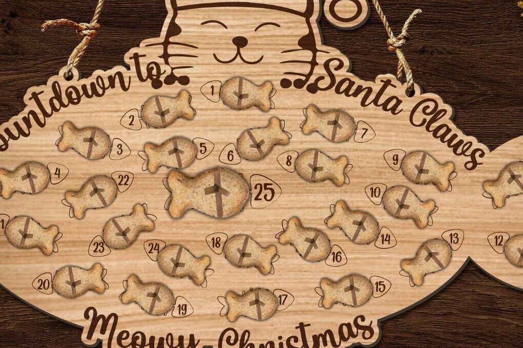 Intra απο ξύλο plywood 3mm-4mm πάχος Ημερολόγιο αντίστροφης μέτρησης για τα Χριστούγεννα Δίασταση 15x15 cm INTRAFABR-105129390