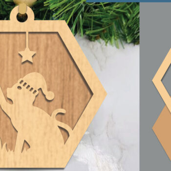 Intra απο ξύλο plywood 3mm-4mm πάχος Χριστουγεννιάτικο στολίδι κοπής με λέιζερ γάτας Δίασταση 8x8 cm INTRAFABR-105773981 - Image 1
