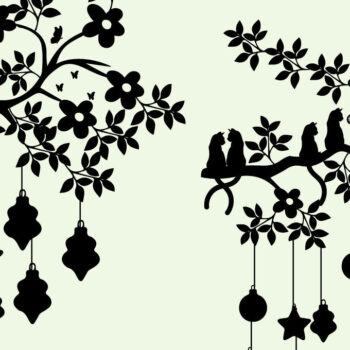 Intra απο ξύλο plywood 3mm-4mm πάχος Χριστουγεννιάτικο διακοσμητικό δέντρο με φύλλα γάτας Δίασταση 15x15 cm INTRAFABR-80518174 - Image 1