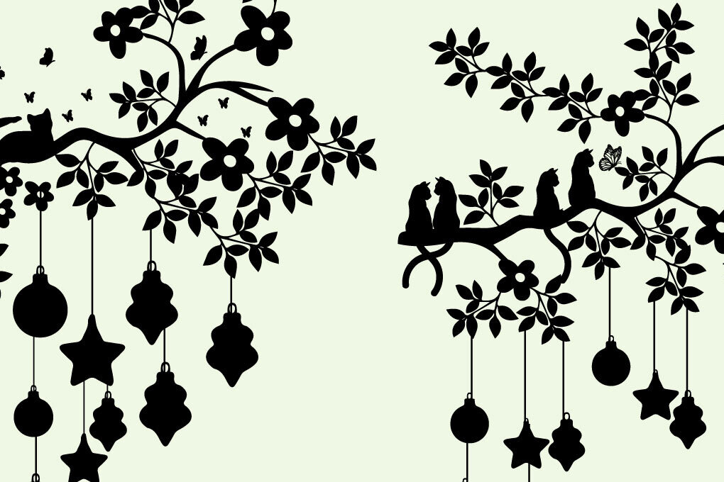 Intra απο ξύλο plywood 3mm-4mm πάχος Χριστουγεννιάτικο διακοσμητικό δέντρο με φύλλα γάτας Δίασταση 15x15 cm INTRAFABR-80518174