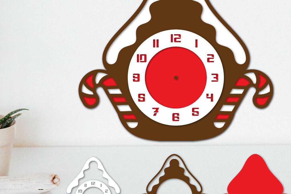 Intra απο ξύλο plywood 3mm-4mm πάχος κοπής με λέιζερ με στρώματα Χριστουγεννιάτικου ρολογιού Δίασταση 15x15 cm INTRAFABR-110784203