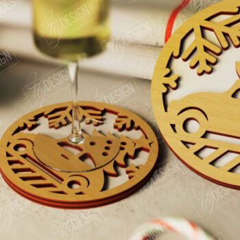 Intra απο ξύλο plywood 3mm-4mm πάχος Χριστουγεννιάτικο σουβέρ| Κύπελλο σουβέρ |Διακοπές Δίασταση 15x15 cm INTRAFABR-107886357 - Image 1