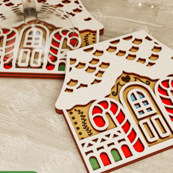 Intra απο ξύλο plywood 3mm-4mm πάχος Χριστουγεννιάτικο σουβέρ | Gingerbread House Δίασταση 15x15 cm INTRAFABR-107016968 - Image 1