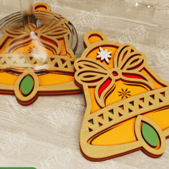 Intra απο ξύλο plywood 3mm-4mm πάχος Χριστουγεννιάτικο σουβέρ| Holiday |Jingle Bells Δίασταση 15x15 cm INTRAFABR-107016953 - Image 1